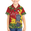 Australia Gang-gang Cockatoo Christmas Kid Hawaiian Shirt Callocephalon Fimbriatum Golden Wattle Red - Aussie Hoodie