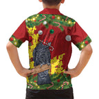 Australia Gang-gang Cockatoo Christmas Kid Hawaiian Shirt Callocephalon Fimbriatum Golden Wattle Red - Aussie Hoodie