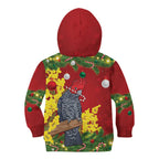 Australia Gang-gang Cockatoo Christmas Kid Hoodie Callocephalon Fimbriatum Golden Wattle Red - Aussie Hoodie