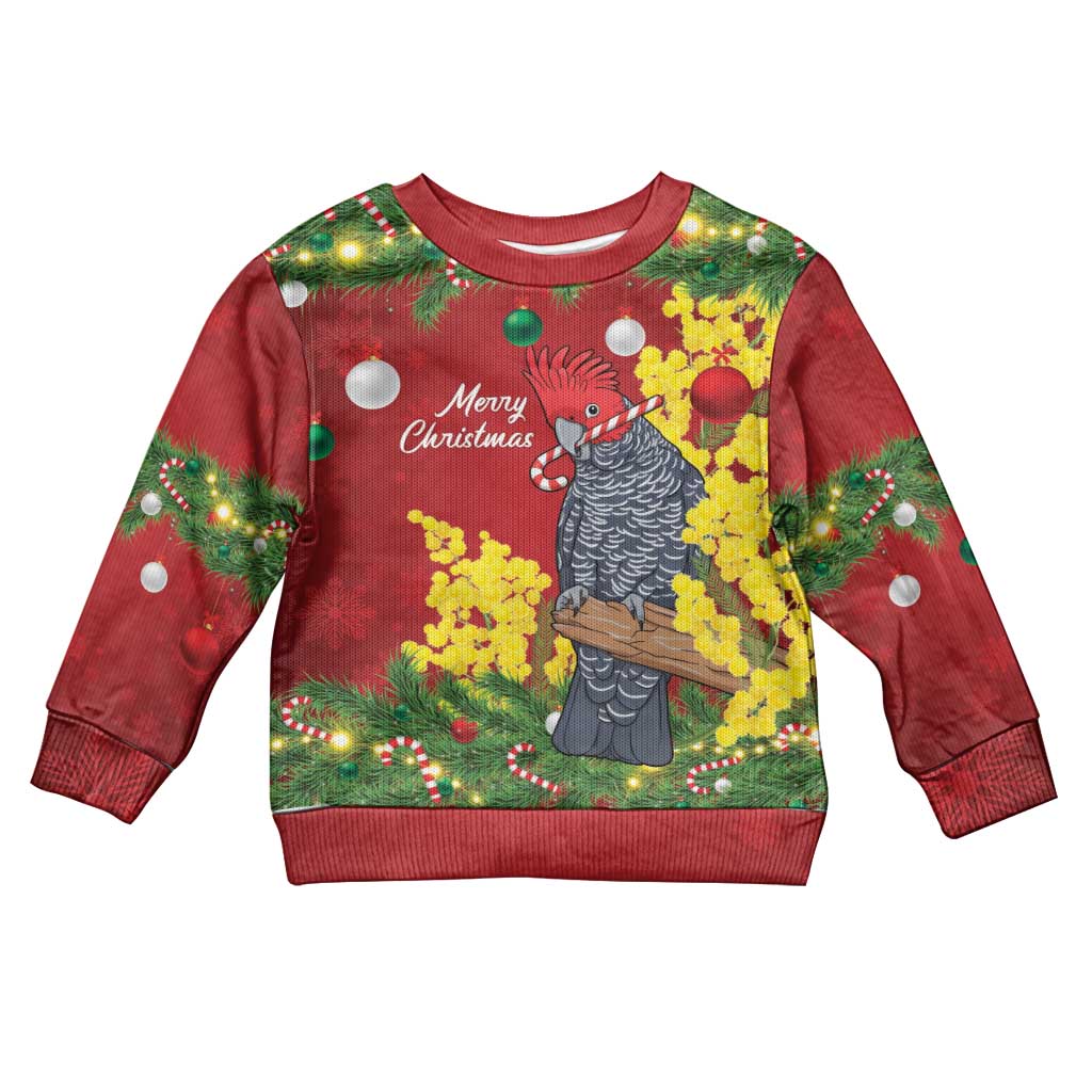 Australia Gang-gang Cockatoo Christmas Kid Ugly Christmas Sweater Callocephalon Fimbriatum Golden Wattle Red - Aussie Hoodie