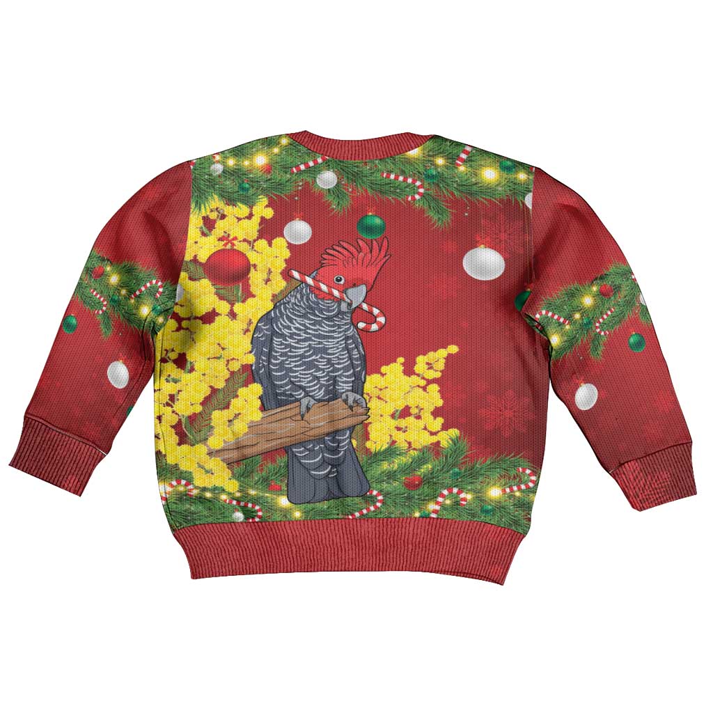Australia Gang-gang Cockatoo Christmas Kid Ugly Christmas Sweater Callocephalon Fimbriatum Golden Wattle Red - Aussie Hoodie