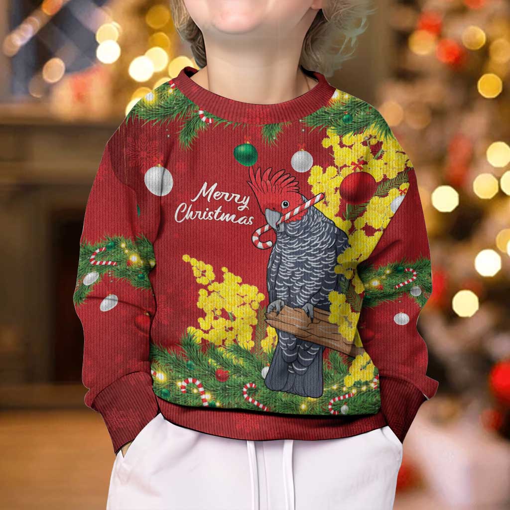Australia Gang-gang Cockatoo Christmas Kid Ugly Christmas Sweater Callocephalon Fimbriatum Golden Wattle Red - Aussie Hoodie