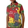 Australia Gang-gang Cockatoo Christmas Kid Polo Shirt Callocephalon Fimbriatum Golden Wattle Red - Aussie Hoodie