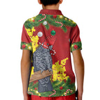 Australia Gang-gang Cockatoo Christmas Kid Polo Shirt Callocephalon Fimbriatum Golden Wattle Red - Aussie Hoodie