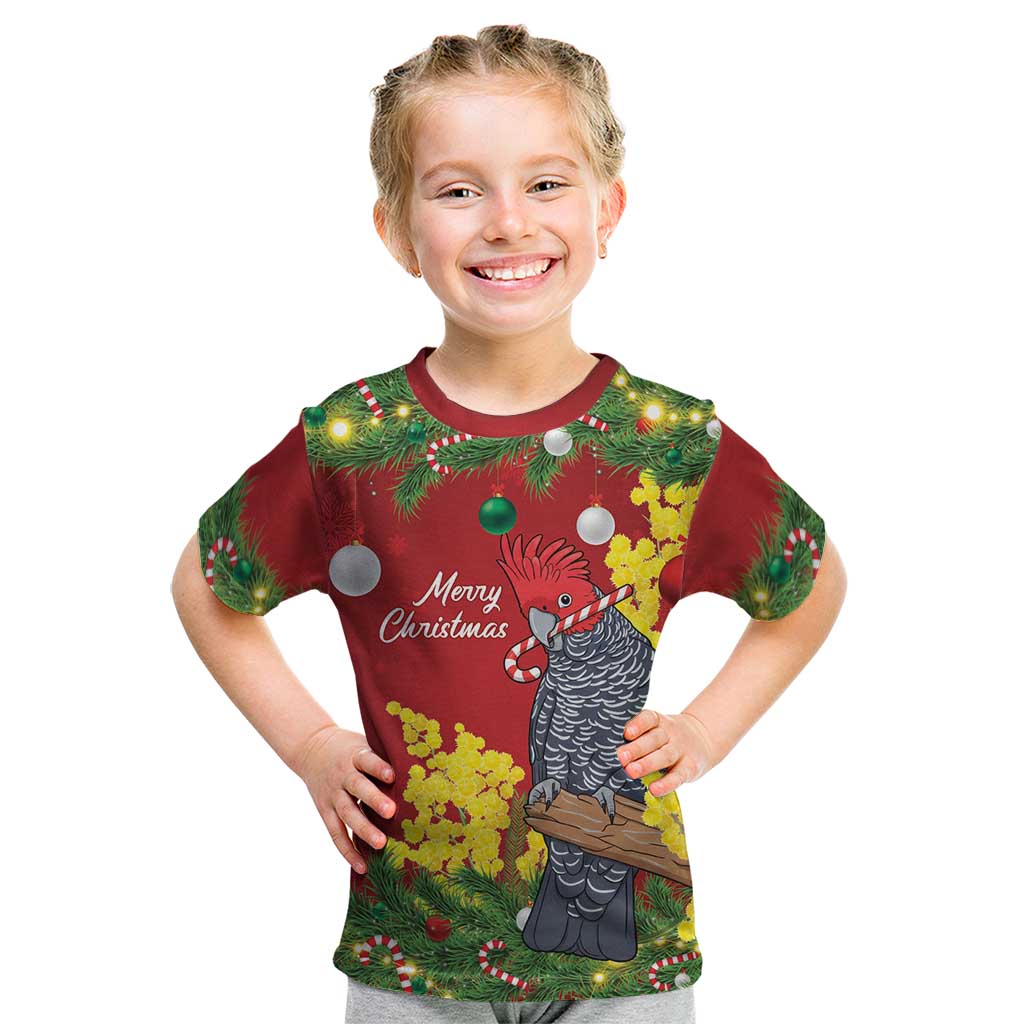 Australia Gang-gang Cockatoo Christmas Kid T Shirt Callocephalon Fimbriatum Golden Wattle Red - Aussie Hoodie