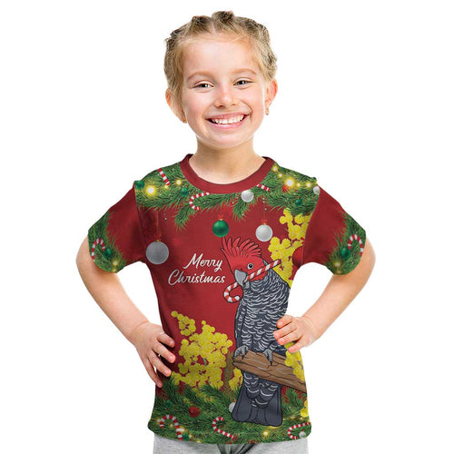 Australia Gang-gang Cockatoo Christmas Kid T Shirt Callocephalon Fimbriatum Golden Wattle Red - Aussie Hoodie