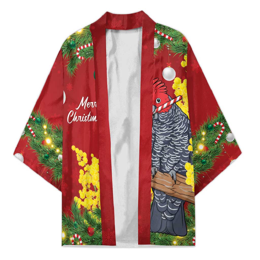 Australia Gang-gang Cockatoo Christmas Kimono Callocephalon Fimbriatum Golden Wattle Red - Aussie Hoodie