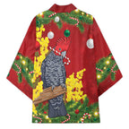 Australia Gang-gang Cockatoo Christmas Kimono Callocephalon Fimbriatum Golden Wattle Red - Aussie Hoodie