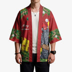 Australia Gang-gang Cockatoo Christmas Kimono Callocephalon Fimbriatum Golden Wattle Red - Aussie Hoodie