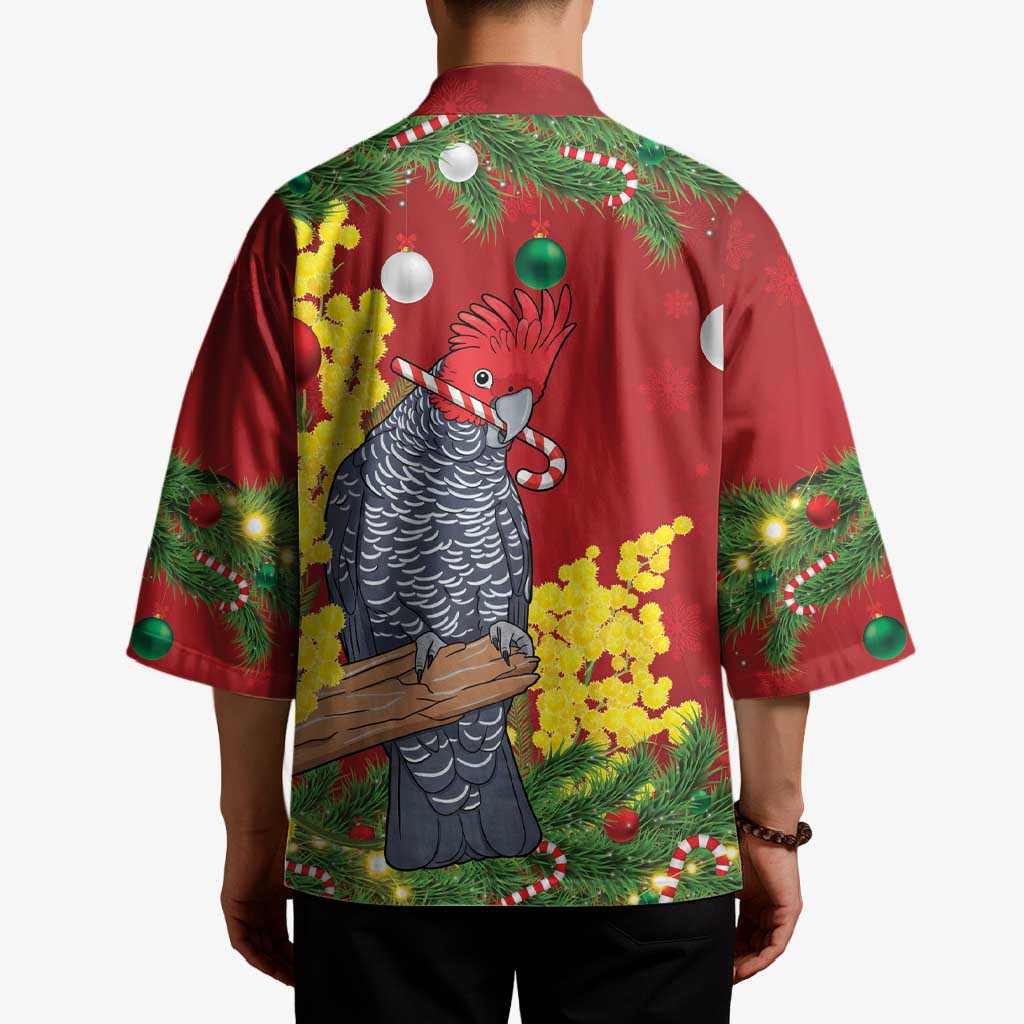 Australia Gang-gang Cockatoo Christmas Kimono Callocephalon Fimbriatum Golden Wattle Red - Aussie Hoodie