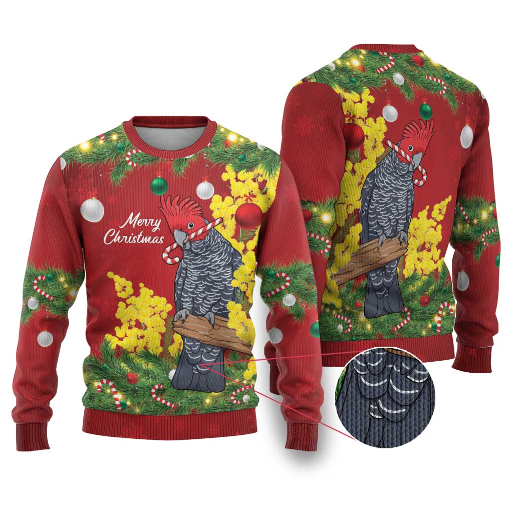 Australia Gang-gang Cockatoo Christmas Ugly Christmas Sweater Callocephalon Fimbriatum Golden Wattle Red - Aussie Hoodie