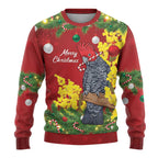 Australia Gang-gang Cockatoo Christmas Ugly Christmas Sweater Callocephalon Fimbriatum Golden Wattle Red - Aussie Hoodie