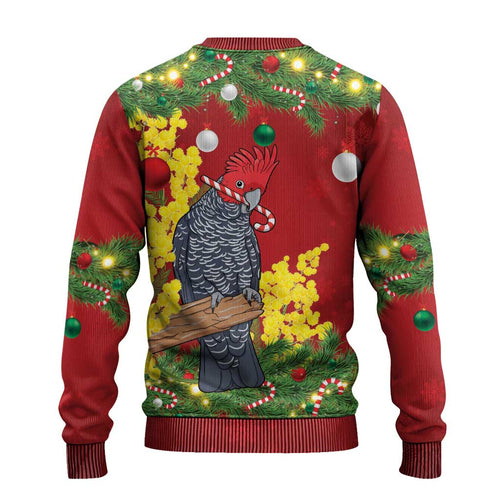 Australia Gang-gang Cockatoo Christmas Ugly Christmas Sweater Callocephalon Fimbriatum Golden Wattle Red - Aussie Hoodie