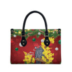 Australia Gang-gang Cockatoo Christmas Leather Bag Callocephalon Fimbriatum Golden Wattle Red - Aussie Hoodie