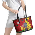 Australia Gang-gang Cockatoo Christmas Leather Tote Bag Callocephalon Fimbriatum Golden Wattle Red - Aussie Hoodie