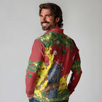 Australia Gang-gang Cockatoo Christmas Long Sleeve Polo Shirt Callocephalon Fimbriatum Golden Wattle Red - Aussie Hoodie