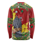 Australia Gang-gang Cockatoo Christmas Long Sleeve Shirt Callocephalon Fimbriatum Golden Wattle Red - Aussie Hoodie