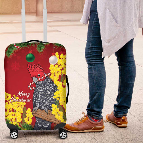 Australia Gang-gang Cockatoo Christmas Luggage Cover Callocephalon Fimbriatum Golden Wattle Red - Aussie Hoodie
