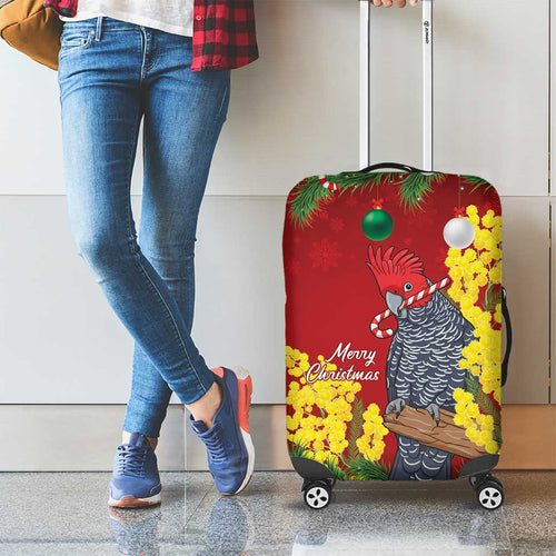 Australia Gang-gang Cockatoo Christmas Luggage Cover Callocephalon Fimbriatum Golden Wattle Red - Aussie Hoodie