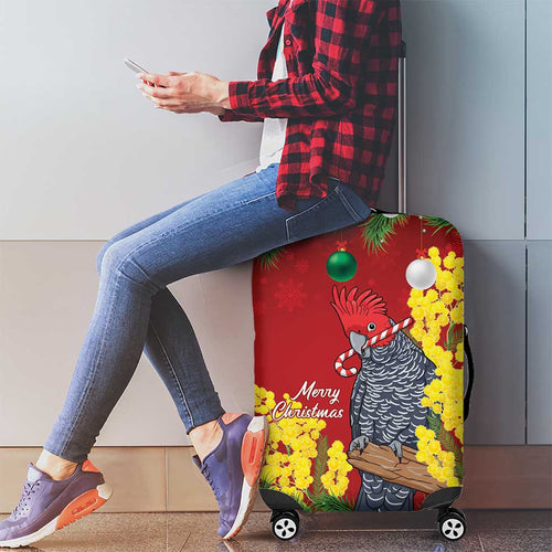 Australia Gang-gang Cockatoo Christmas Luggage Cover Callocephalon Fimbriatum Golden Wattle Red - Aussie Hoodie