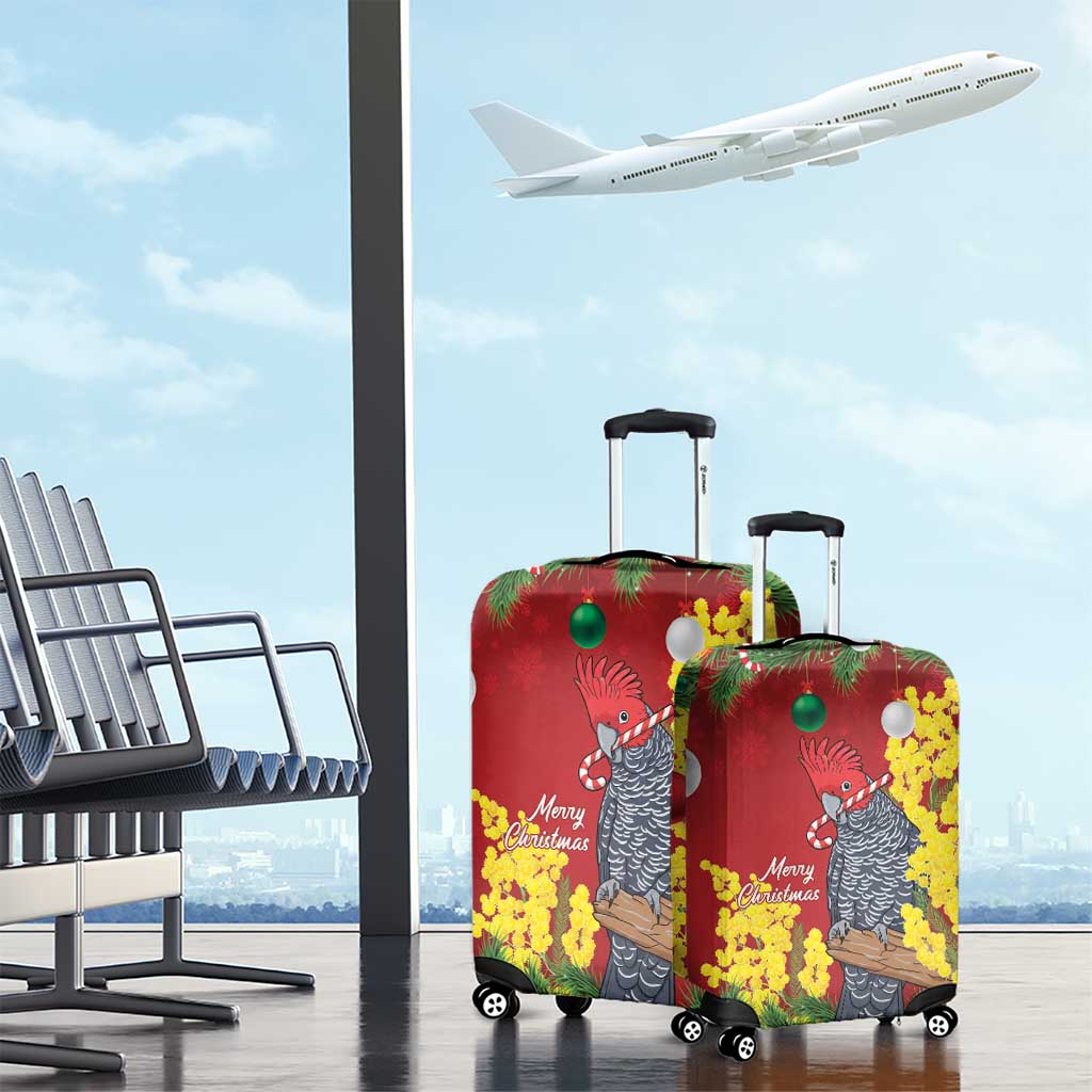 Australia Gang-gang Cockatoo Christmas Luggage Cover Callocephalon Fimbriatum Golden Wattle Red - Aussie Hoodie