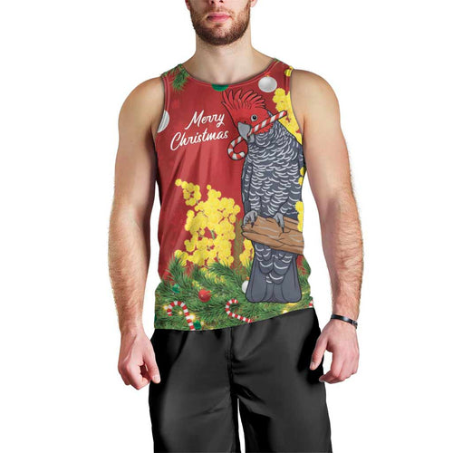 Australia Gang-gang Cockatoo Christmas Men Tank Top Callocephalon Fimbriatum Golden Wattle Red - Aussie Hoodie
