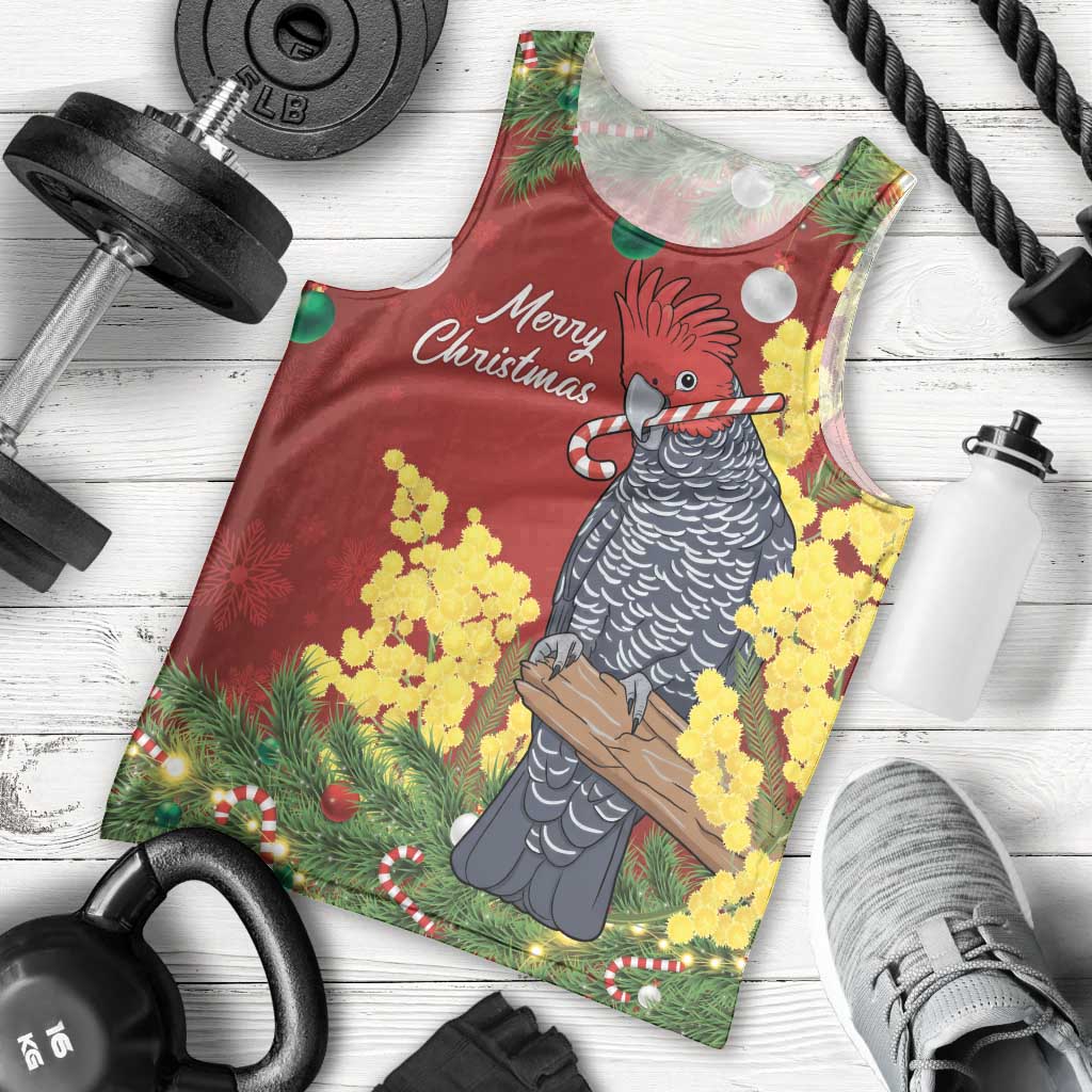 Australia Gang-gang Cockatoo Christmas Men Tank Top Callocephalon Fimbriatum Golden Wattle Red - Aussie Hoodie