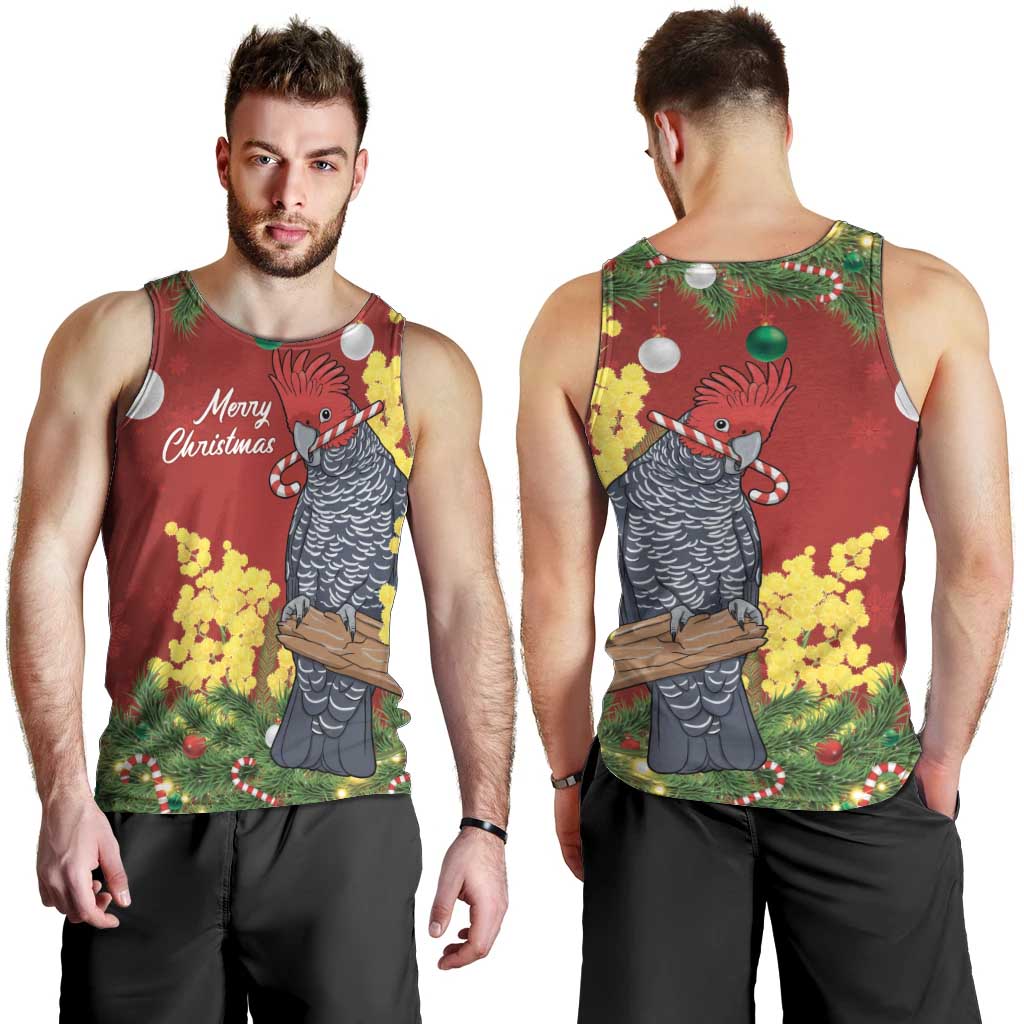 Australia Gang-gang Cockatoo Christmas Men Tank Top Callocephalon Fimbriatum Golden Wattle Red - Aussie Hoodie