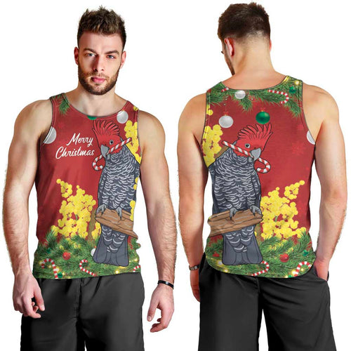 Australia Gang-gang Cockatoo Christmas Men Tank Top Callocephalon Fimbriatum Golden Wattle Red - Aussie Hoodie