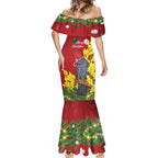 Australia Gang-gang Cockatoo Christmas Mermaid Dress Callocephalon Fimbriatum Golden Wattle Red - Aussie Hoodie