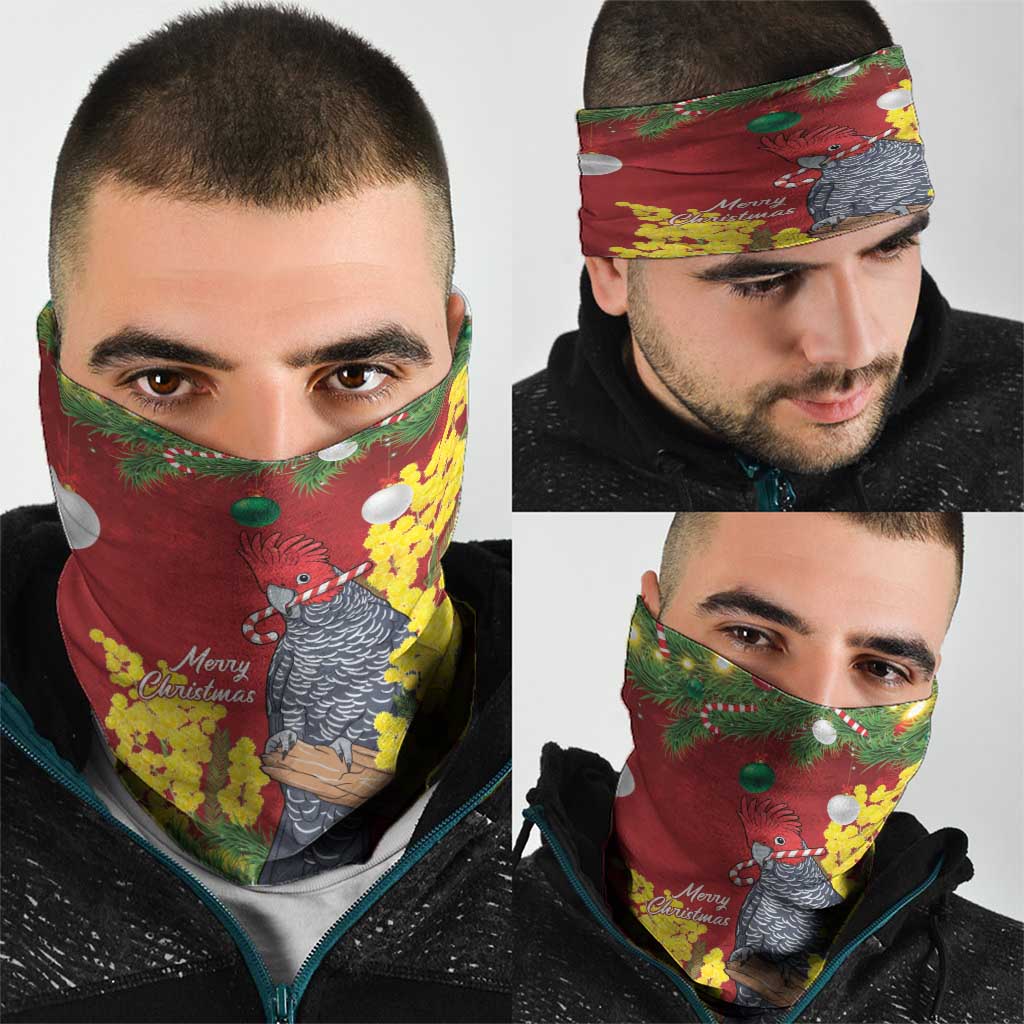 Australia Gang-gang Cockatoo Christmas Neck Gaiter Callocephalon Fimbriatum Golden Wattle Red - Aussie Hoodie