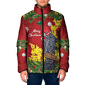 Australia Gang-gang Cockatoo Christmas Padded Jacket Callocephalon Fimbriatum Golden Wattle Red - Aussie Hoodie