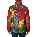 Australia Gang-gang Cockatoo Christmas Padded Jacket Callocephalon Fimbriatum Golden Wattle Red - Aussie Hoodie