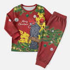 Australia Gang-gang Cockatoo Christmas Pajama Set Callocephalon Fimbriatum Golden Wattle Red - Aussie Hoodie