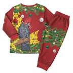 Australia Gang-gang Cockatoo Christmas Pajama Set Callocephalon Fimbriatum Golden Wattle Red - Aussie Hoodie