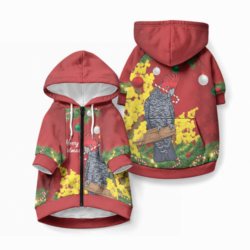 Australia Gang-gang Cockatoo Christmas Pet Hoodie Callocephalon Fimbriatum Golden Wattle Red