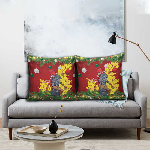 Australia Gang-gang Cockatoo Christmas Pillow Cover Callocephalon Fimbriatum Golden Wattle Red - Aussie Hoodie