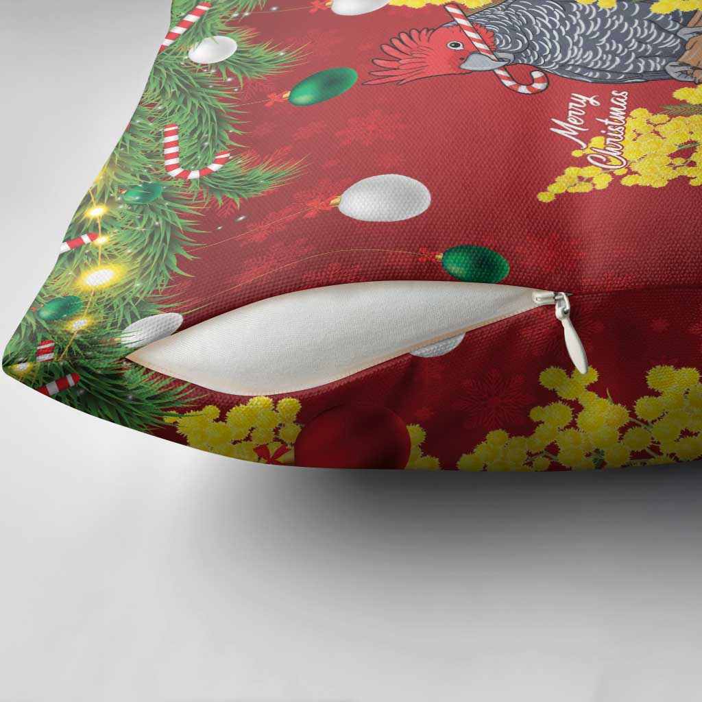 Australia Gang-gang Cockatoo Christmas Pillow Cover Callocephalon Fimbriatum Golden Wattle Red - Aussie Hoodie