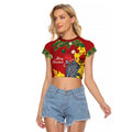 Australia Gang-gang Cockatoo Christmas Raglan Cropped T Shirt Callocephalon Fimbriatum Golden Wattle Red - Aussie Hoodie