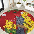 Australia Gang-gang Cockatoo Christmas Round Carpet Callocephalon Fimbriatum Golden Wattle Red - Aussie Hoodie