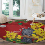 Australia Gang-gang Cockatoo Christmas Round Carpet Callocephalon Fimbriatum Golden Wattle Red - Aussie Hoodie