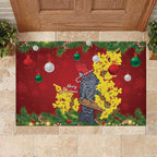 Australia Gang-gang Cockatoo Christmas Rubber Doormat Callocephalon Fimbriatum Golden Wattle Red - Aussie Hoodie