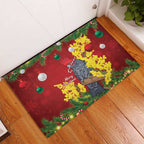 Australia Gang-gang Cockatoo Christmas Rubber Doormat Callocephalon Fimbriatum Golden Wattle Red - Aussie Hoodie