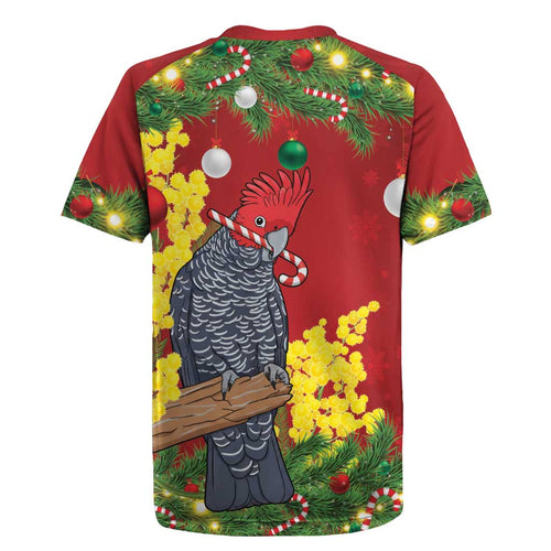 Australia Gang-gang Cockatoo Christmas Rugby Jersey Callocephalon Fimbriatum Golden Wattle Red - Aussie Hoodie