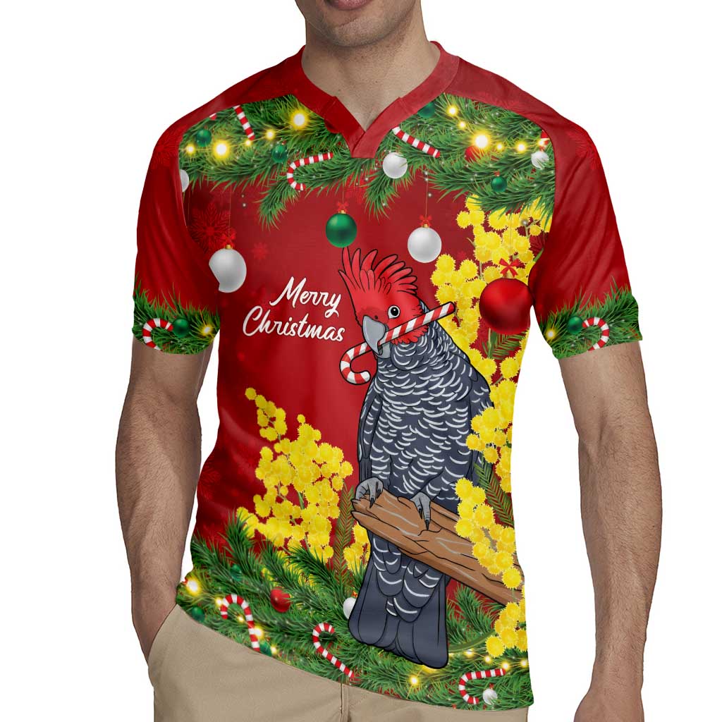 Australia Gang-gang Cockatoo Christmas Rugby Jersey Callocephalon Fimbriatum Golden Wattle Red - Aussie Hoodie
