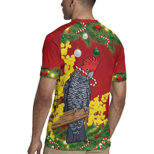 Australia Gang-gang Cockatoo Christmas Rugby Jersey Callocephalon Fimbriatum Golden Wattle Red - Aussie Hoodie