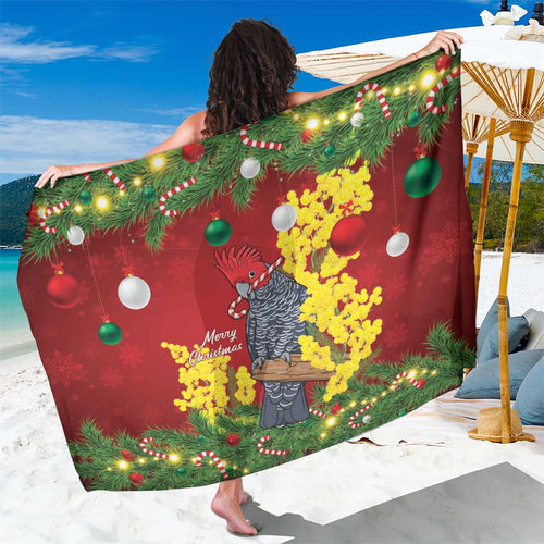 Australia Gang-gang Cockatoo Christmas Sarong Callocephalon Fimbriatum Golden Wattle Red - Aussie Hoodie