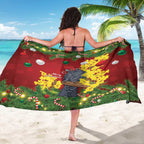Australia Gang-gang Cockatoo Christmas Sarong Callocephalon Fimbriatum Golden Wattle Red - Aussie Hoodie