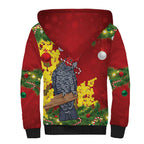 Australia Gang-gang Cockatoo Christmas Sherpa Hoodie Callocephalon Fimbriatum Golden Wattle Red - Aussie Hoodie