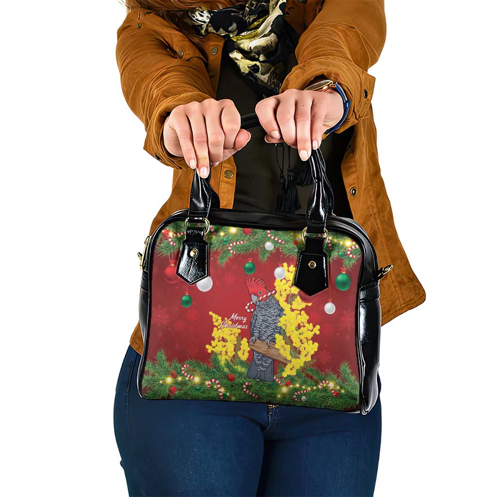 Australia Gang-gang Cockatoo Christmas Shoulder Handbag Callocephalon Fimbriatum Golden Wattle Red - Aussie Hoodie